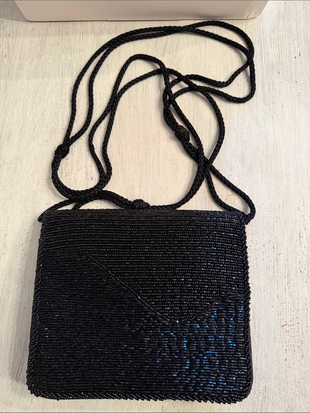 Black Beaded Crossbody Bag
